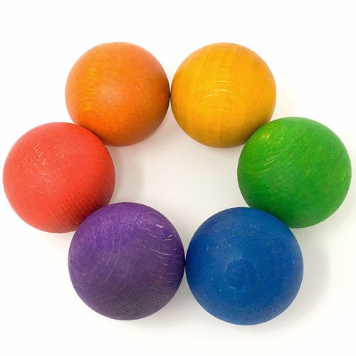 grapat houten ballen - regenboog (6st) | 15-126 | 1