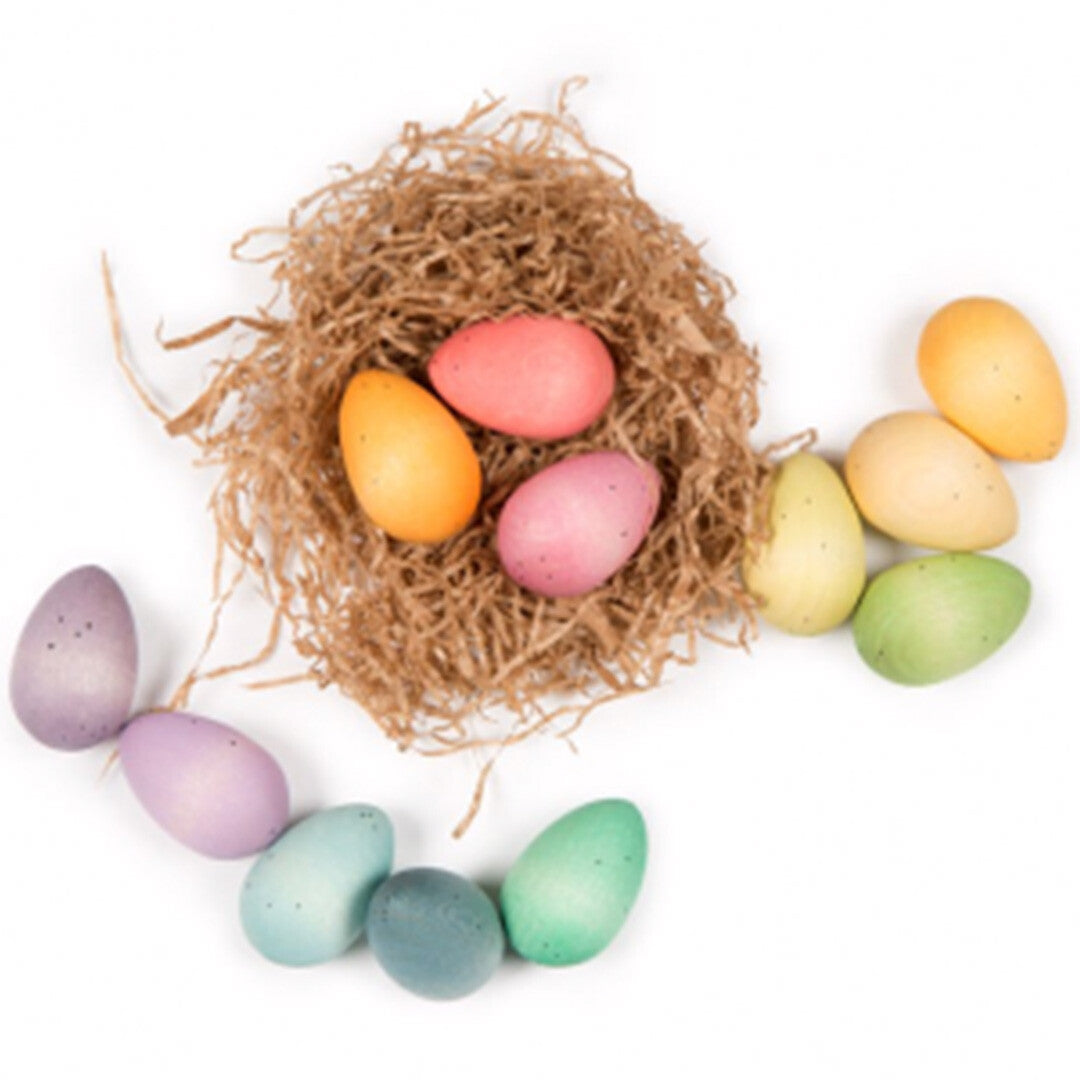 grapat houten eieren pastel - 12st   | 23-253 | 0