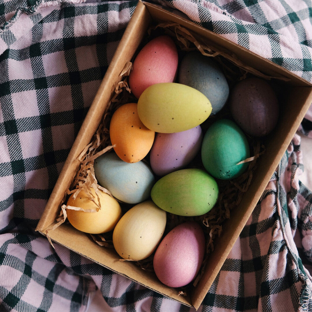 grapat houten eieren pastel - 12st   | 23-253 | 1