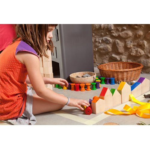 grapat houten huisjes en nins® poppetjes (12st)  | 15-110 | 1