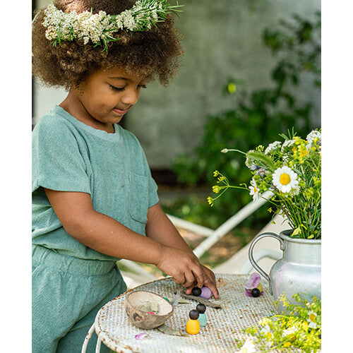 grapat houten nins® poppetjes baby's in een kom - donker - 6st | 22-180B | 5