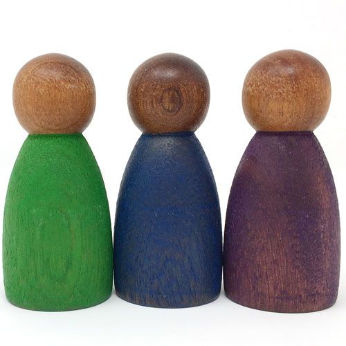 grapat houten nins® poppetjes koele kleuren - donker (3st) | 18-188 | 0