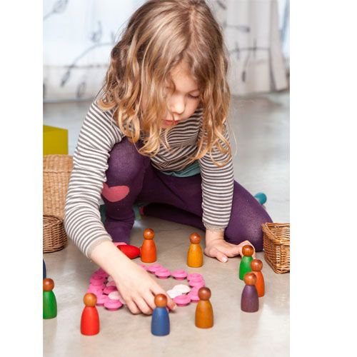 grapat houten nins® poppetjes koele kleuren - donker (3st) | 18-188 | 1