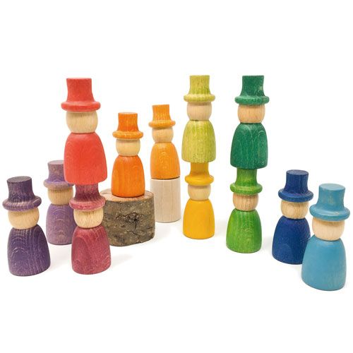 grapat houten nins® poppetjes met hoed (12st) | 18-182 | 2