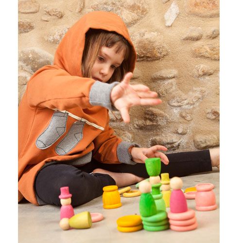 grapat houten nins® poppetjes met ringen en schijfjes - lente  | 16-165 | 1