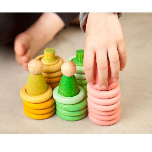 grapat houten nins® poppetjes met ringen en schijfjes - lente  | 16-165 | 2