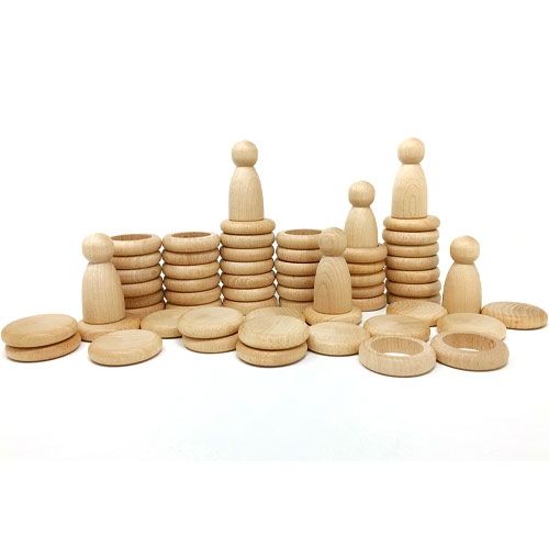 grapat houten nins® poppetjes met ringen en schijfjes - naturel | 15-102C | 0