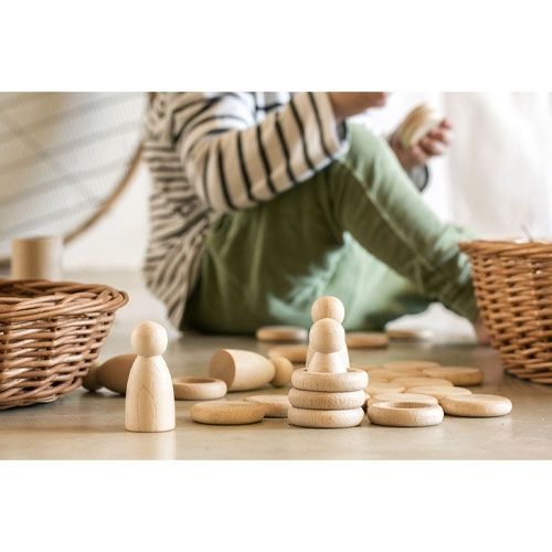 grapat houten nins® poppetjes met ringen en schijfjes - naturel | 15-102C | 2