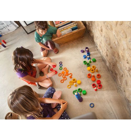 grapat houten nins® poppetjes met ringen en schijfjes - regenboog | 15-102 | 2