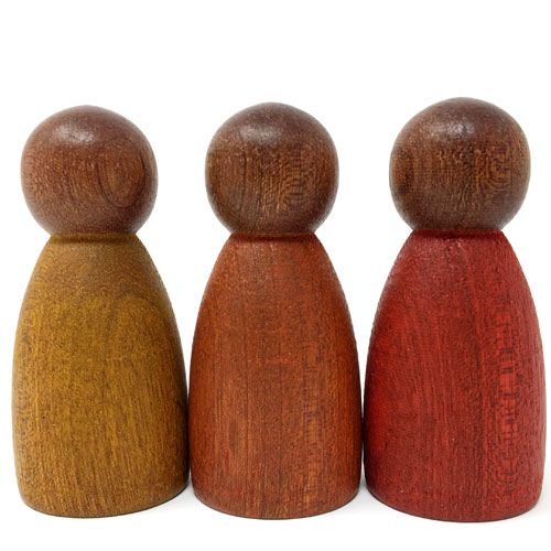 grapat houten nins® poppetjes warme kleuren - donker (3st)  | 18-188B | 0