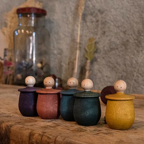 grapat houten poppetje in bakje - blauw | 21-225 | 2