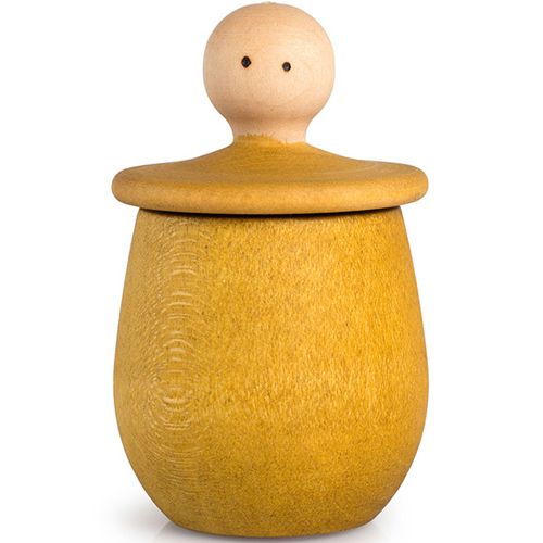 grapat houten poppetje in bakje - geel | 21-227 | 6