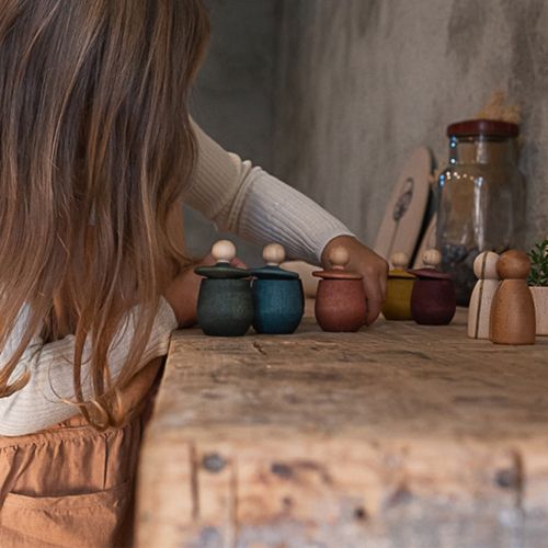 grapat houten poppetje in bakje - violet | 21-224 | 2