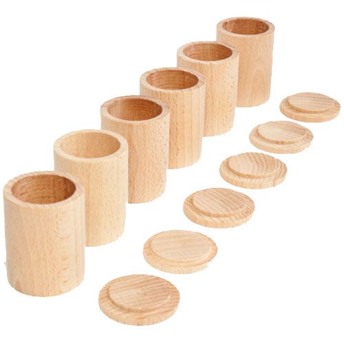 grapat houten potjes met deksel naturel - (6 st)  | 16-136 | 0