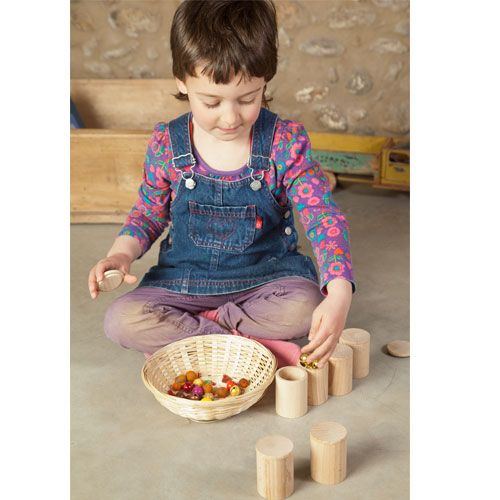 grapat houten potjes met deksel naturel - (6 st)  | 16-136 | 2