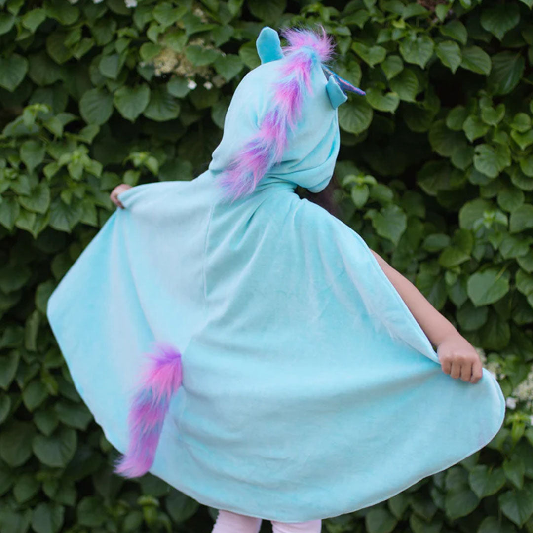 great pretenders omkeerbare verkleedcape eenhoorn en draak blauw - 4-6 jaar | 52185 | 2