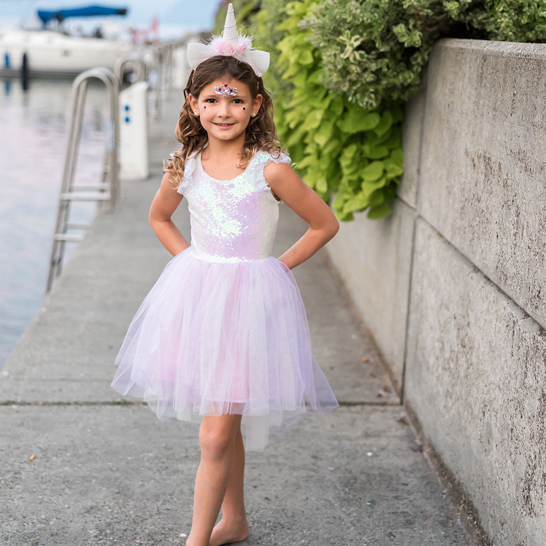 great pretenders verkleedjurk eenhoorn met diadeem - 4-6 jaar | 30725 | 1