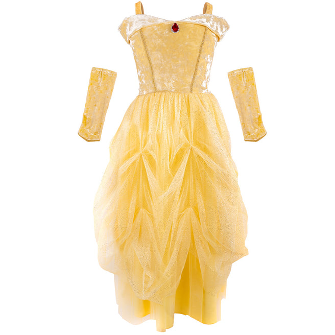 great pretenders verkleedjurk prinses - fluweel geel - 2-4 jaar | 34105 | 1