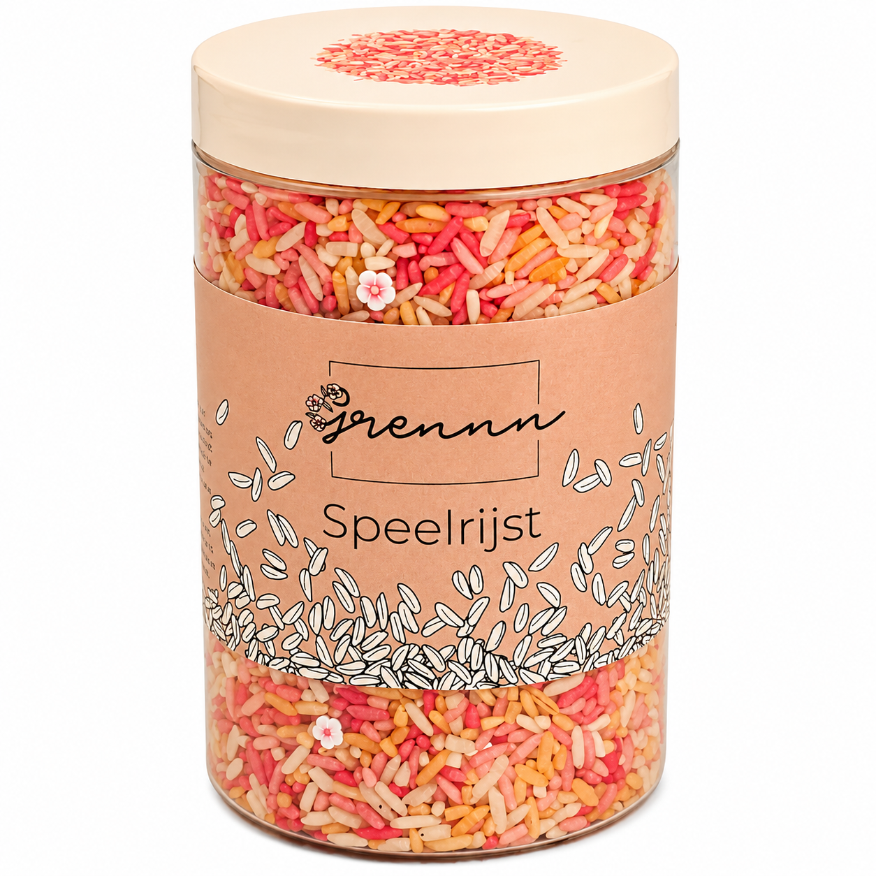 grennn speelrijst pink flower mix - 300 gram | 4800437969743 | 2