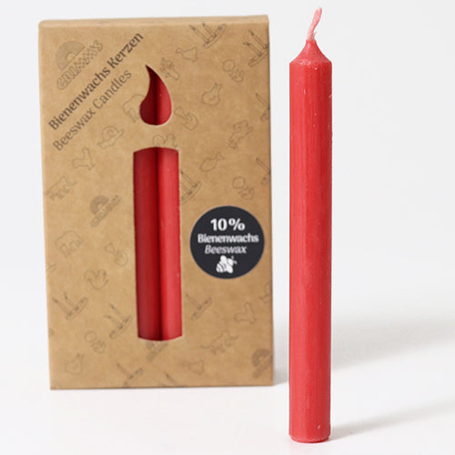 grimm's 10% bijenwaskaarsjes rood - 12st | 05113 | 0