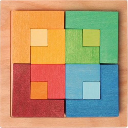 grimm's houten blokkenpuzzel vierhoek - 12 st | 43311 | 0