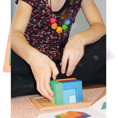grimm's houten blokkenpuzzel vierhoek - 12 st | 43311 | 2