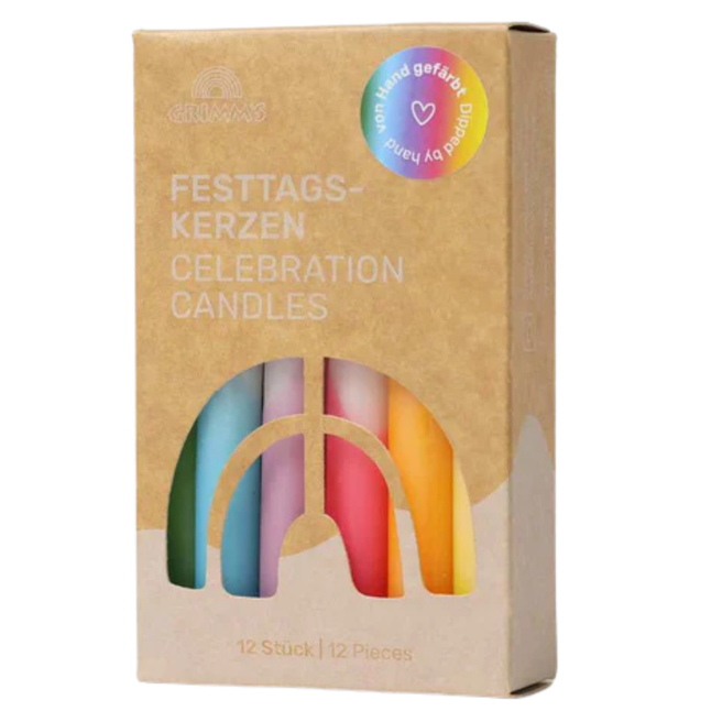 grimm's kaarsen dip-dye regenboog - 12st | GRIM05300 | 1