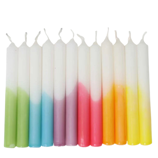 grimm's kaarsen dip-dye regenboog - 12st | GRIM05300 | 6