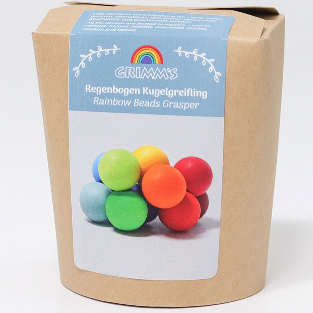 grimm's hochet boules en bois - arc-en-ciel