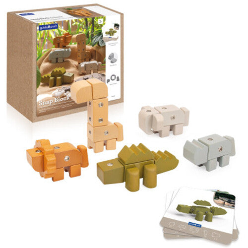 guidecraft blokken met drukknopen - dieren - 33st | G2061 | 0