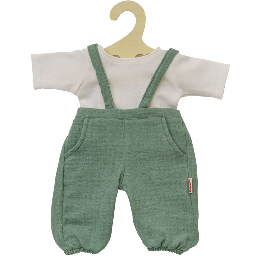 heless poppenkleding tuinbroek met t-shirt - saliegroen - 35 cm | HL1416 | 0