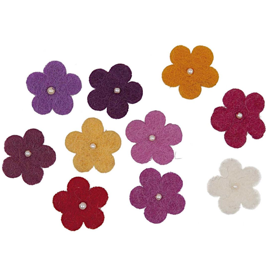 hobbyvilt multi - bloemen met parels - 10st | 7040.20.23 | 0