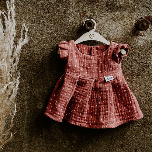 hollie poppenkleding jurkje stippen - blush - 34 cm | HO3005 | 1