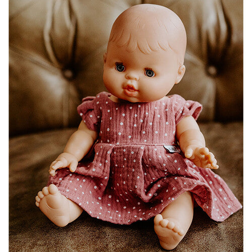 hollie poppenkleding jurkje stippen - blush - 34 cm | HO3005 | 2