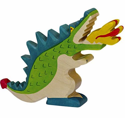 holztiger draak groen 20 cm  | 80279 | 0