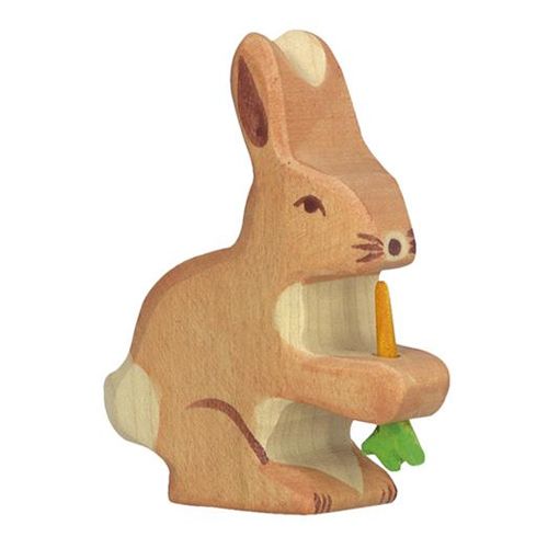 holztiger haasje met wortel 6 cm  | 80102 | 0