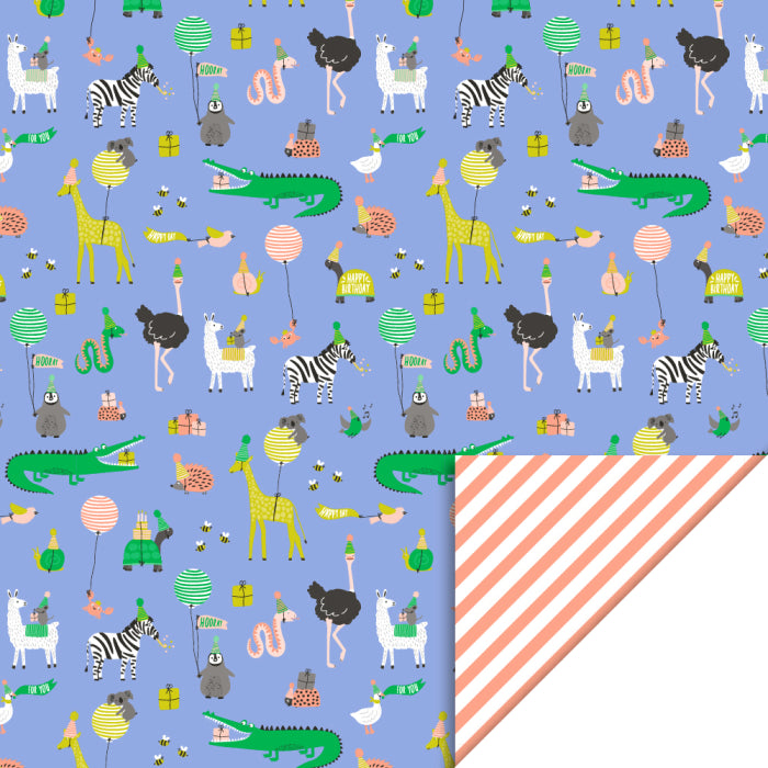 house of products inpakpapier party aimals blue - stripe | P51.340.070 |