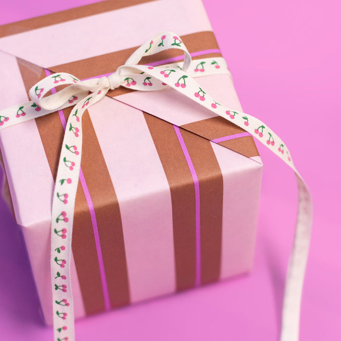 house of products inpakpapier stripe chalk chocolate - pink | P51.345.070 |  2