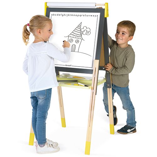 janod dubbelzijdig schoolbord met verstelbare poten - geel-grijs | 11.9630 US | 1