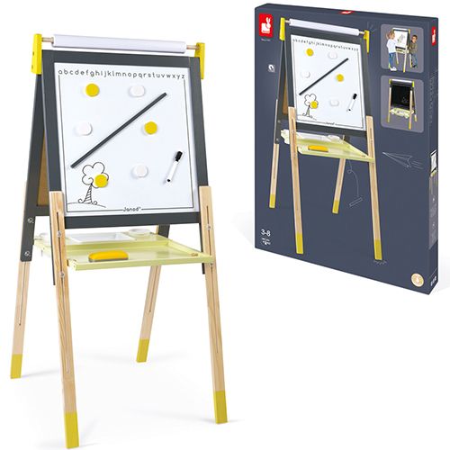 janod dubbelzijdig schoolbord met verstelbare poten - geel-grijs | 11.9630 US | 2