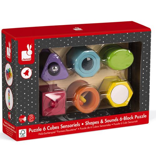 janod puzzel vorm en geluid (6st) | 11.5332 | 1