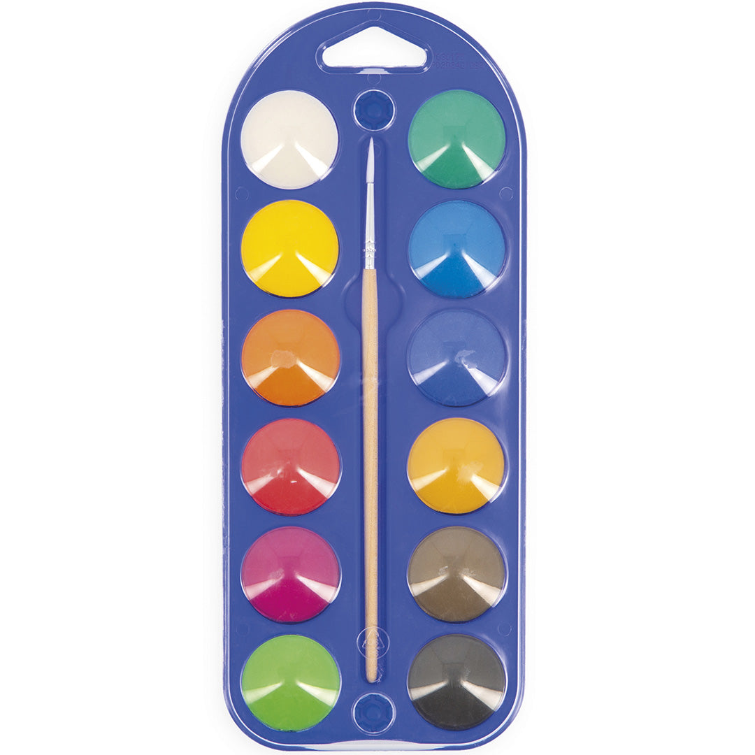 janod waterverf met penseel - 12 kleuren | 11.7409 | 0