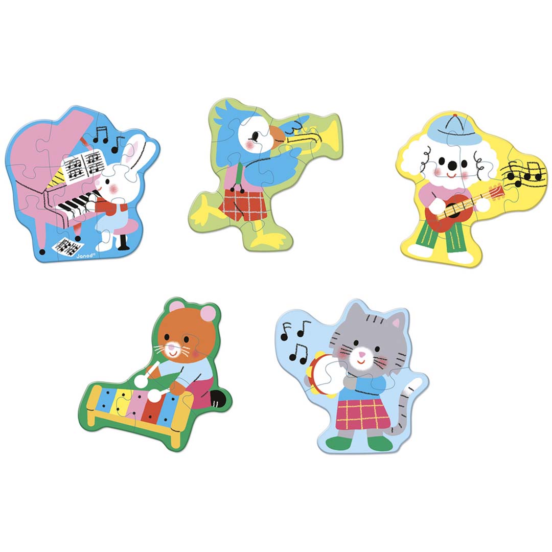 janod puzzel 5 formaten - muziek - 2,4,6,8,10 st | 11.2488 | 3
