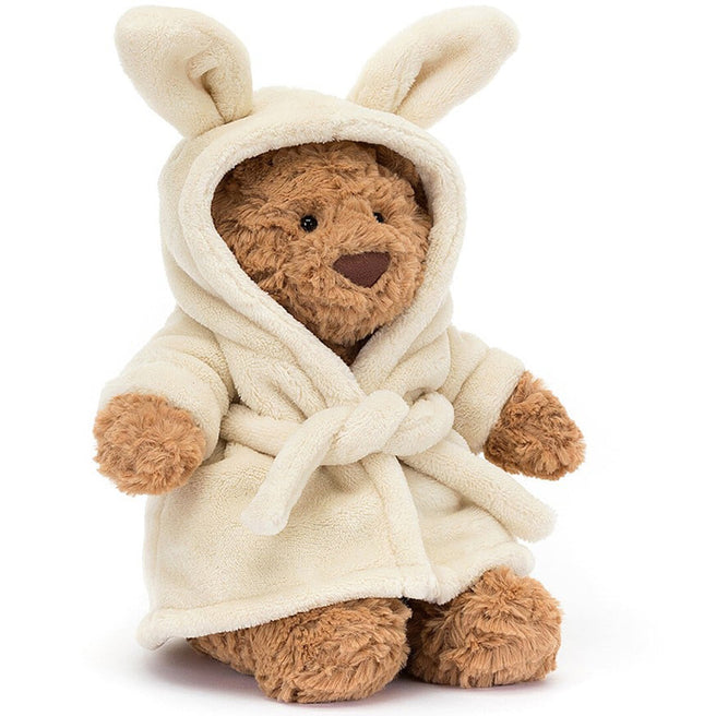 jellycat knuffelbeer bartholomew met badjas - 26 cm | BARM2BR | 0