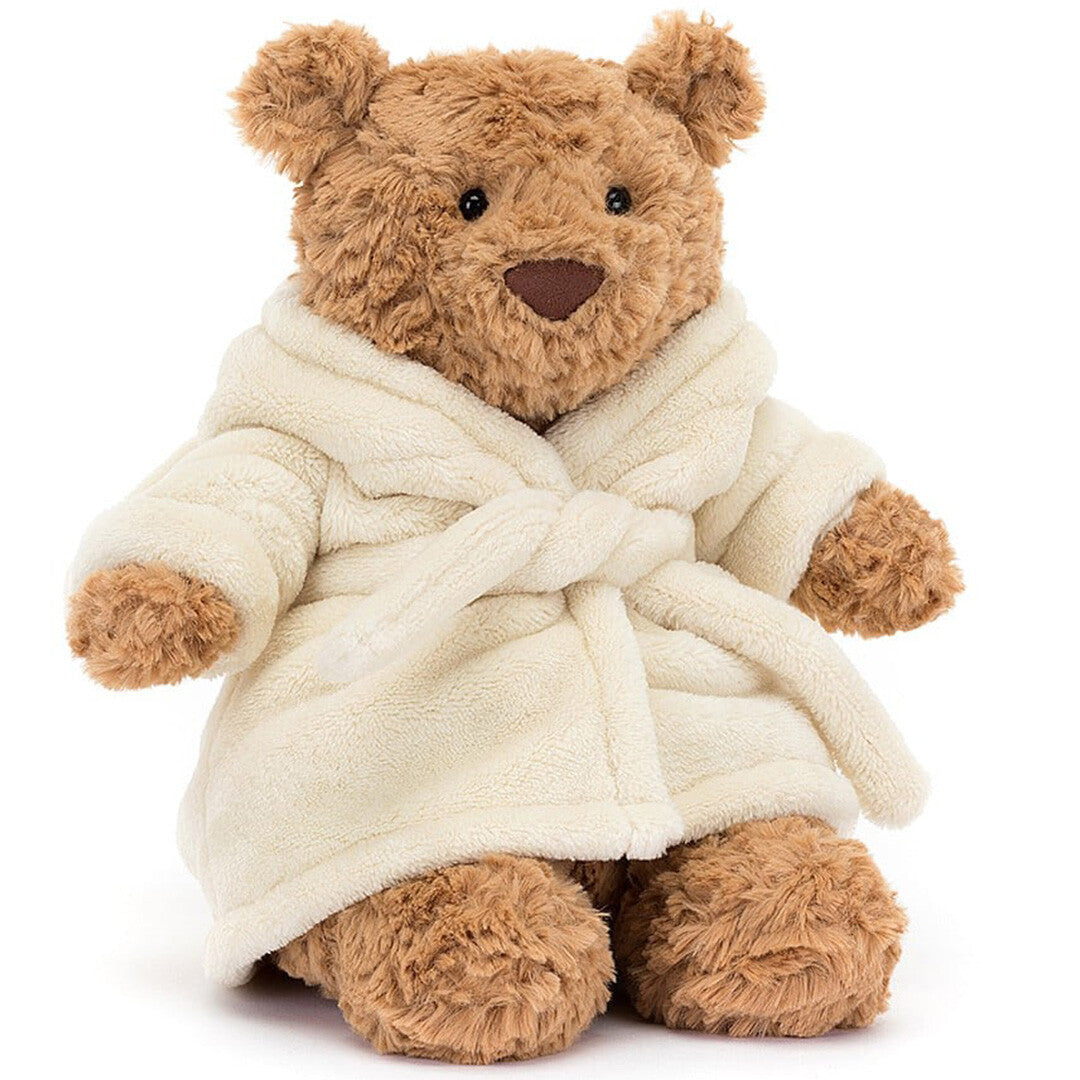 jellycat knuffelbeer bartholomew met badjas - 26 cm | BARM2BR | 2