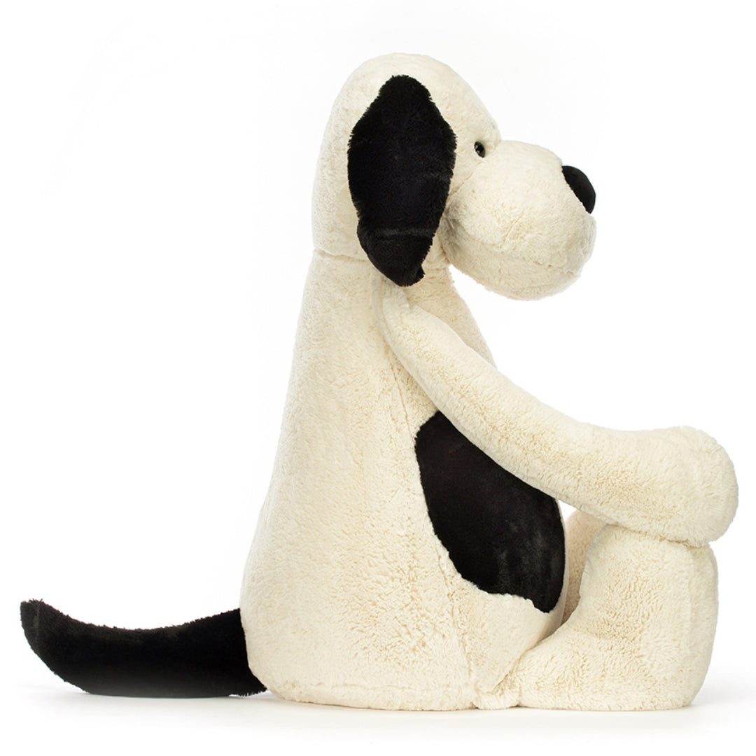 jellycat knuffelhond bashful black & cream puppy - 108 cm  | BASG1BCP | 2