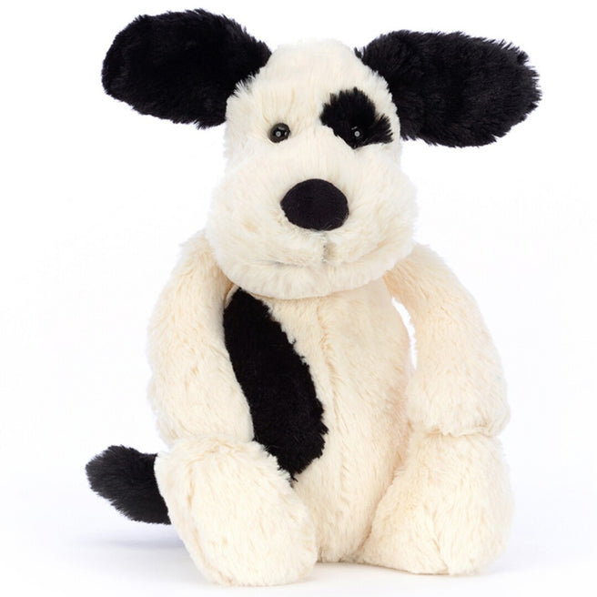 jellycat knuffelhond bashful black & cream puppy - 31 cm  | BAS3BCPN | 0