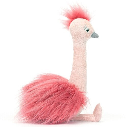 jellycat knuffelstruisvogel fou fou - 20 cm | FOU3O | 2