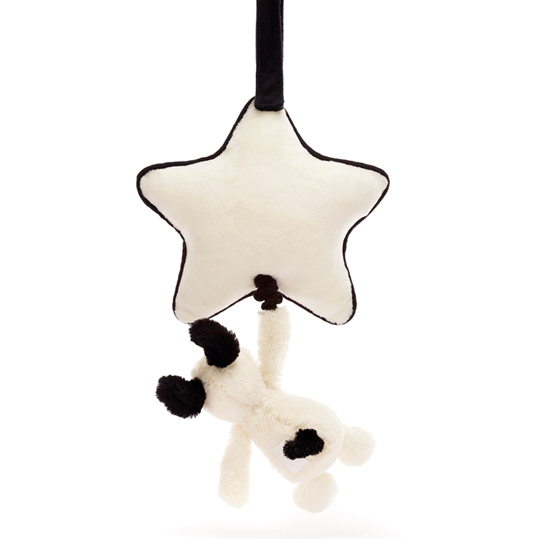 jellycat muziekdoosje bashful black and cream puppy - 30 cm | MP4BCP | 2