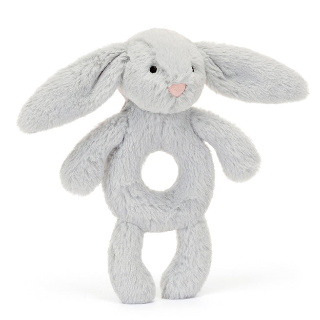 jellycat rammelaar bashful silver konijn - 18 cm  | BRR4BS | 0